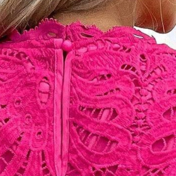 Classic Tan Lace Puff Sleeve Blouse - Picture 6 of 6